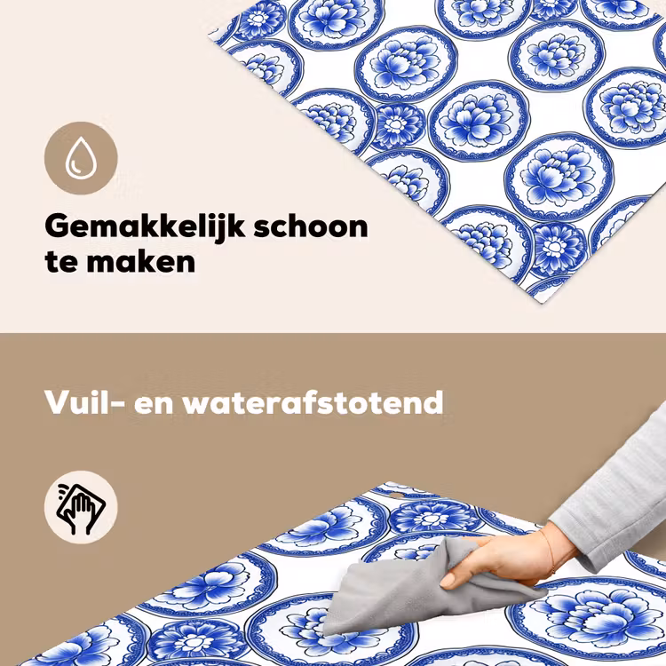 Cirkels - Bloemen - Blauw Inductie beschemer met haakjes klein 777 -ky-schoon-nl
