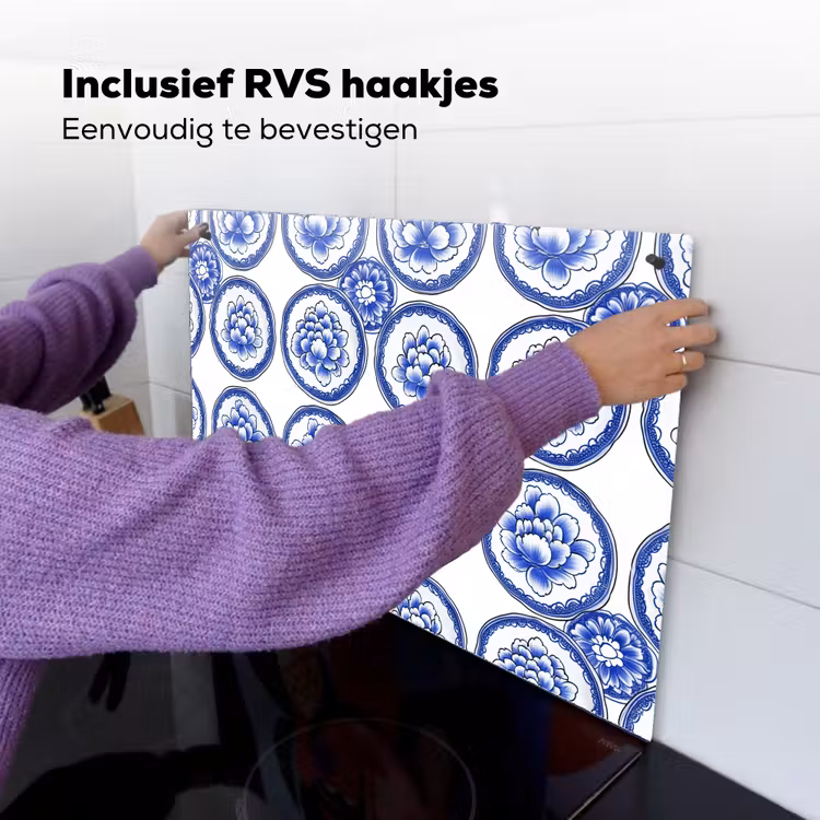 Cirkels - Bloemen - Blauw Inductie beschemer met haakjes klein 777 -ky-ophangen-nl