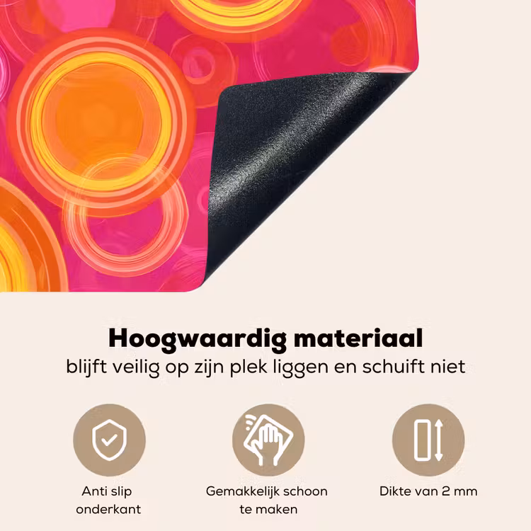 Cirkels - Design - Kleurrijk Inductie beschemer met haakjes klein 777 -ky-onderkant-nl