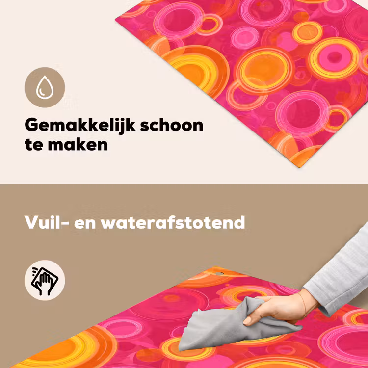 Cirkels - Design - Kleurrijk Inductie beschemer met haakjes klein 777 -ky-schoon-nl