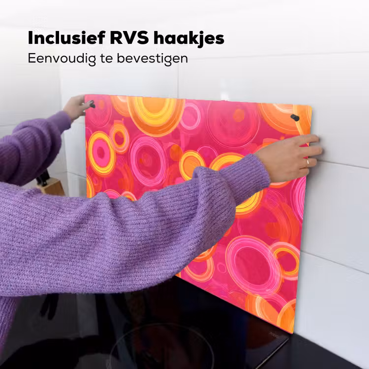 Cirkels - Design - Kleurrijk Inductie beschemer met haakjes klein 777 -ky-ophangen-nl