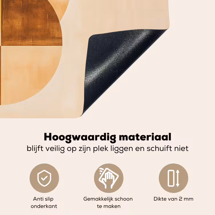 Cirkels - Geel - Minimalistisch Inductie beschemer met haakjes klein -ky-onderkant-nl