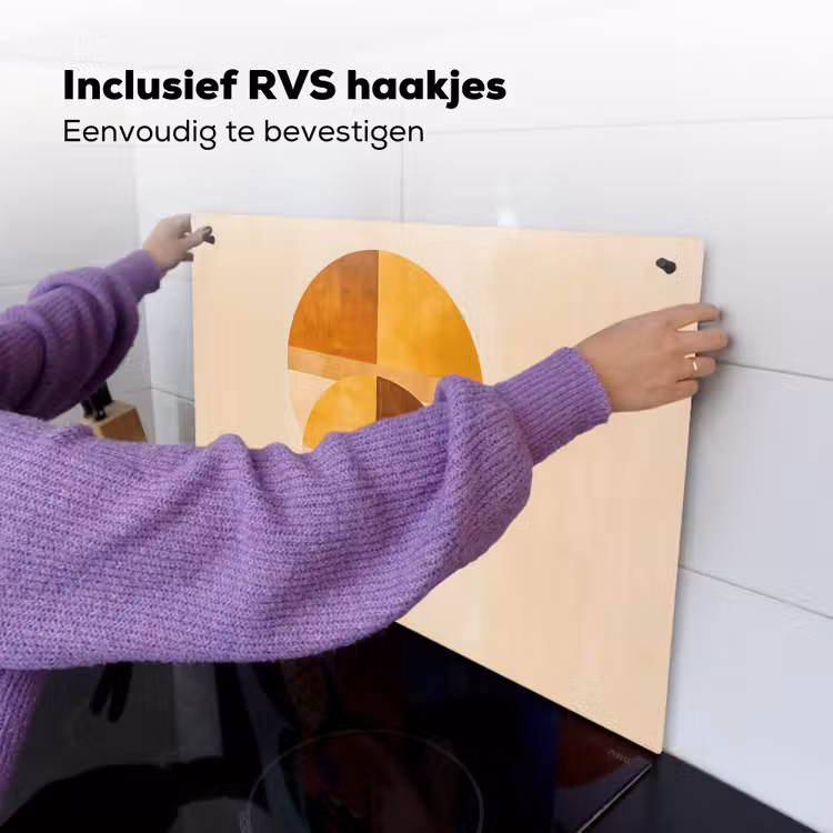 Cirkels - Geel - Minimalistisch Inductie beschemer met haakjes klein -ky-ophangen-nl