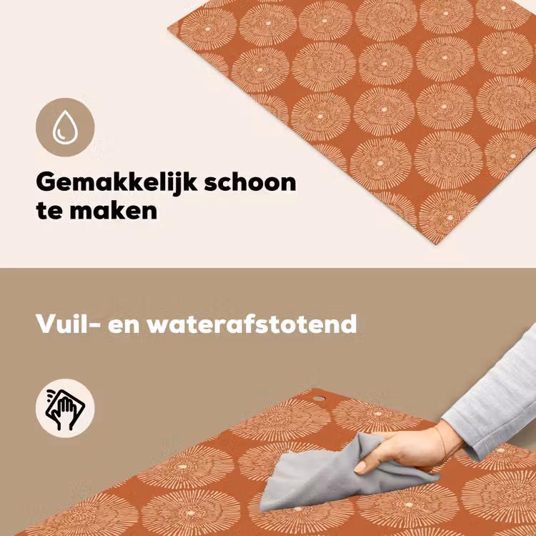 Cirkels - Grafisch - Patroon - Terracotta Inductie beschemer met haakjes klein 777 -ky-schoon-nl