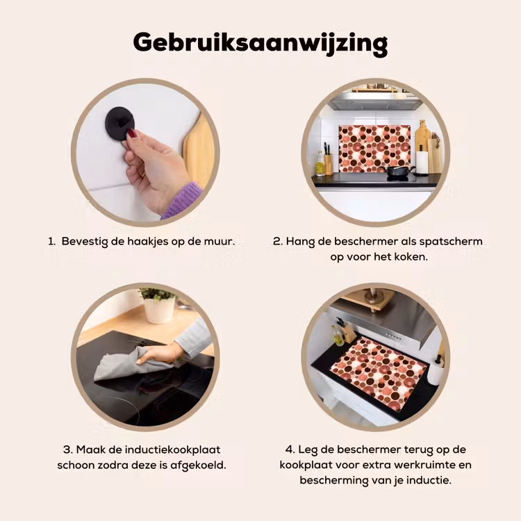 Cirkels - Modern - Kleurrijk Inductie beschemer met haakjes klein 777 -ky-gebruik-nl