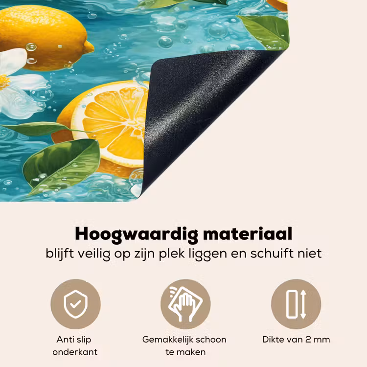 Citroen - Bloemen - Bruisend - Water Inductie beschemer met haakjes klein 777 -ky-onderkant-nl