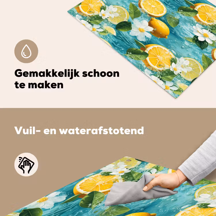 Citroen - Bloemen - Bruisend - Water Inductie beschemer met haakjes klein 777 -ky-schoon-nl