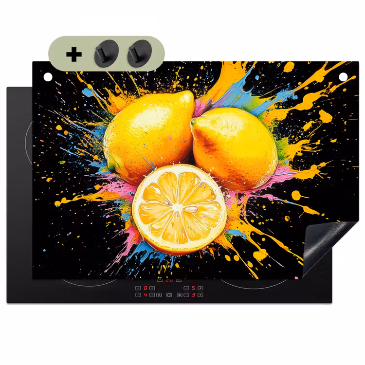 Citroen - Graffiti - Kleurrijk - Verf - Modern Inductie beschemer met haakjes klein -3d
