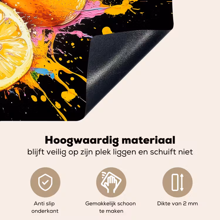 Citroen - Graffiti - Kleurrijk - Verf - Modern Inductie beschemer met haakjes klein -ky-onderkant-nl