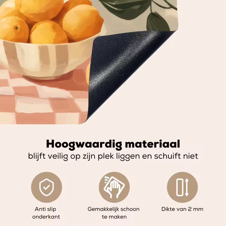 Citroenen - Glas - Tafelkleed - Geblokt Inductie beschemer met haakjes klein -ky-onderkant-nl