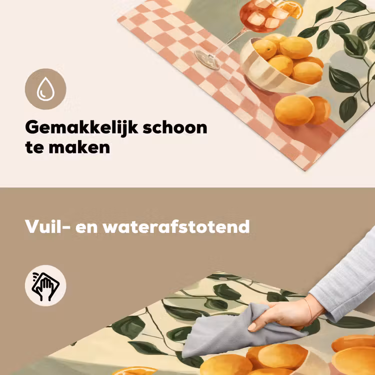 Citroenen - Glas - Tafelkleed - Geblokt Inductie beschemer met haakjes klein -ky-schoon-nl