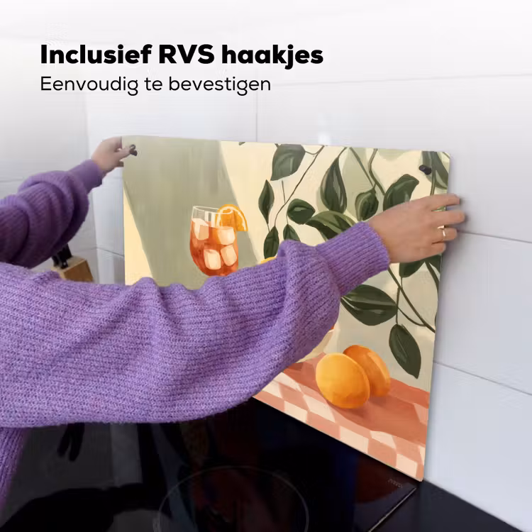 Citroenen - Glas - Tafelkleed - Geblokt Inductie beschemer met haakjes klein -ky-ophangen-nl