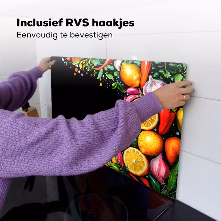 Citroenen - Peper - Kruiden - Graffiti - Verf - Abstract Inductie beschemer met haakjes klein -ky-ophangen-nl