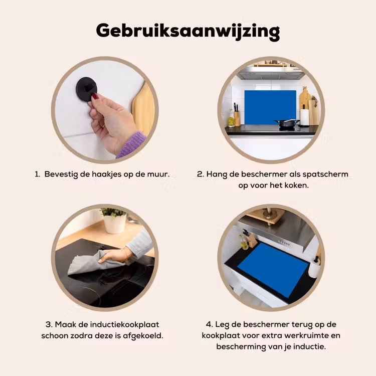 Classic - Azure - Blauw Inductie beschemer met haakjes klein 777 -ky-gebruik-nl