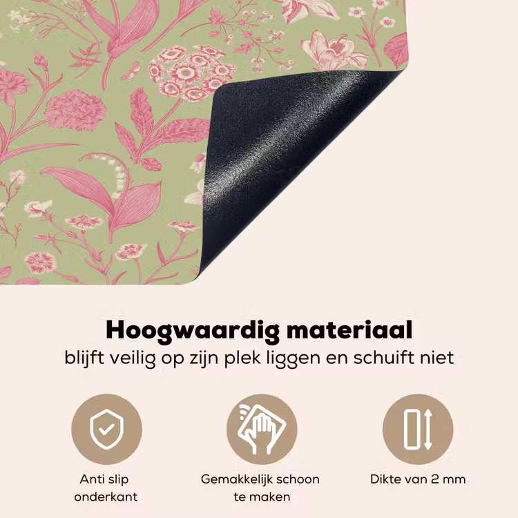 Classic - Pink - Mint Inductie beschemer met haakjes klein 777 -ky-onderkant-nl
