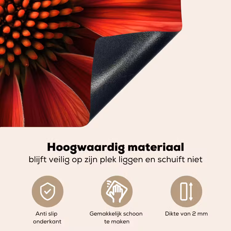 Close up - Bloem- Rood Inductie beschemer met haakjes klein -ky-onderkant-nl