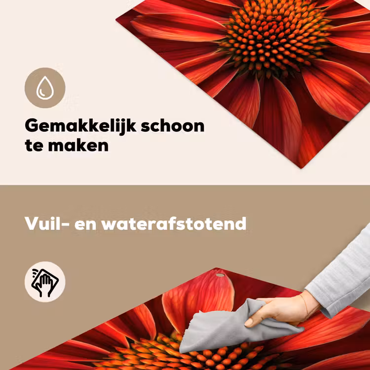 Close up - Bloem- Rood Inductie beschemer met haakjes klein -ky-schoon-nl