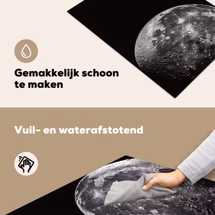 Close-up - Maan - Wit - Textuur Inductie beschemer met haakjes klein -ky-schoon-nl