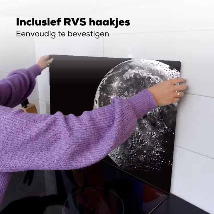 Close-up - Maan - Wit - Textuur Inductie beschemer met haakjes klein -ky-ophangen-nl