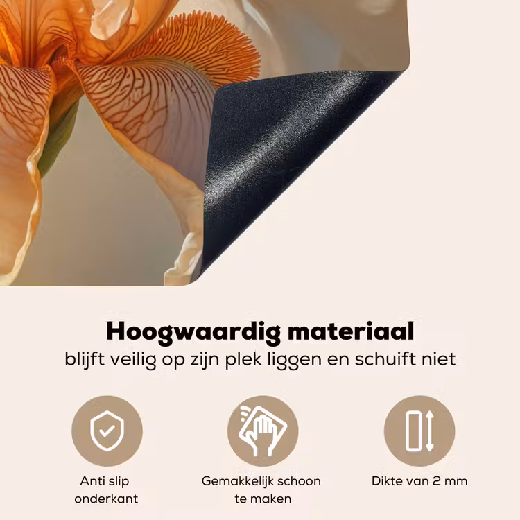 Close up - Oranje - Iris Inductie beschemer met haakjes klein -ky-onderkant-nl