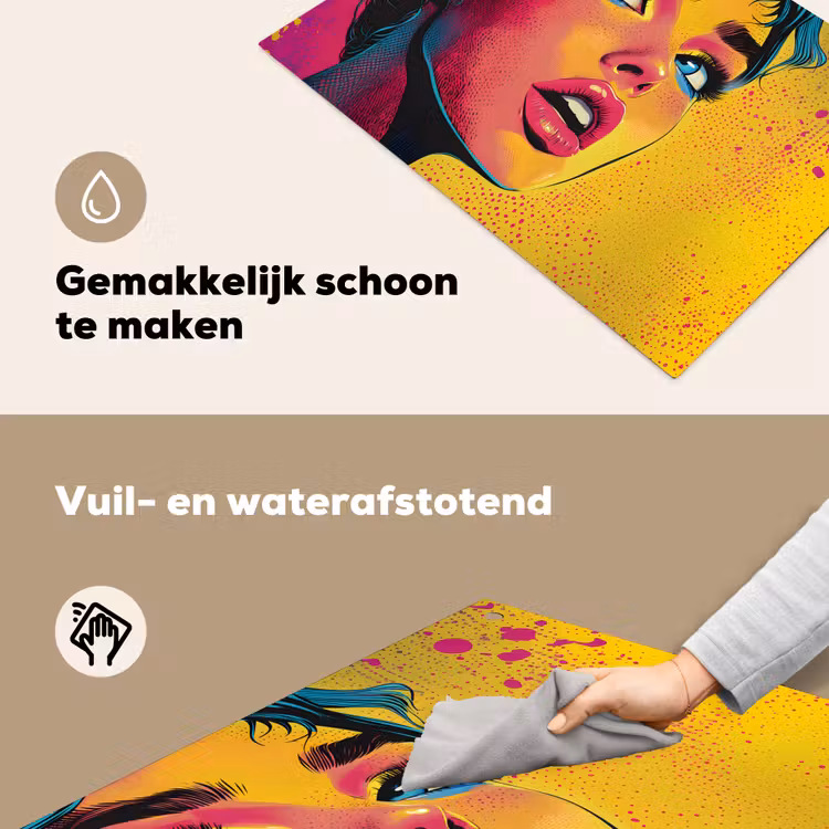 Close-up - Vrouwengezicht - Stippen - Geel Inductie beschemer met haakjes klein -ky-schoon-nl
