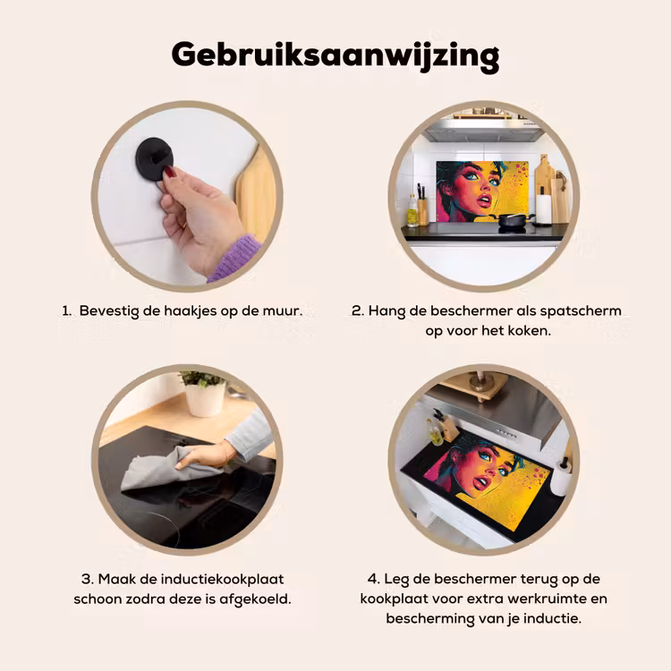 Close-up - Vrouwengezicht - Stippen - Geel Inductie beschemer met haakjes klein -ky-gebruik-nl