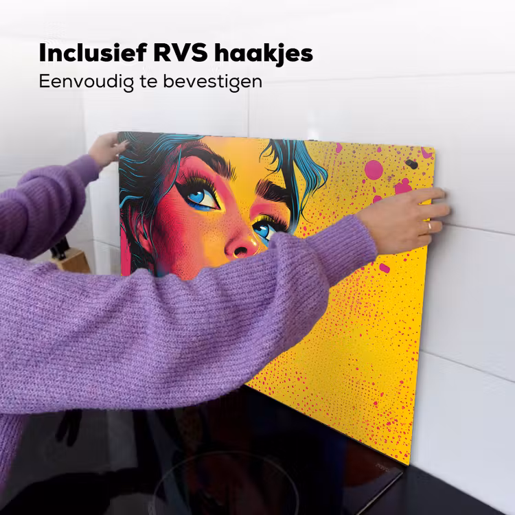 Close-up - Vrouwengezicht - Stippen - Geel Inductie beschemer met haakjes klein -ky-ophangen-nl
