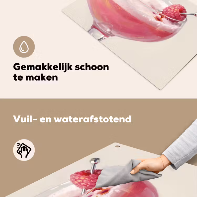 Cocktail - Framboos - Drank - Modern - Roze Inductie beschemer met haakjes klein -ky-schoon-nl