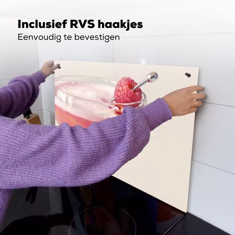 Cocktail - Framboos - Drank - Modern - Roze Inductie beschemer met haakjes klein -ky-ophangen-nl