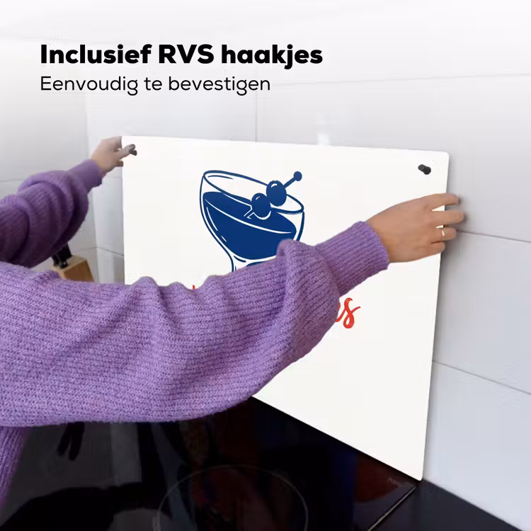 Cocktail - Glas - Illustratie - Blauw - Wit Inductie beschemer met haakjes klein -ky-ophangen-nl