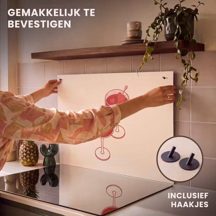 Cocktail - Hartjes - Liefde - Illustratie - Rood Inductie beschemer met haakjes klein -ky-ophangen-nl