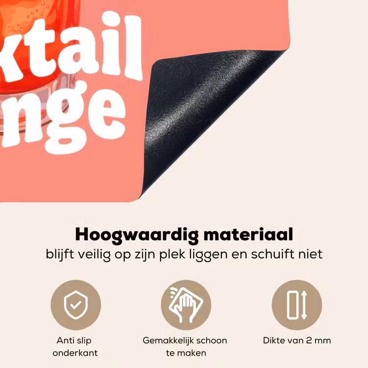 Cocktail Lounge - Glas - Koraal Inductie beschemer met haakjes klein -ky-onderkant-nl