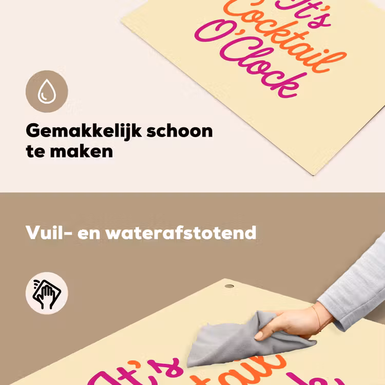 Cocktail O'Clock - Geel - Retro Inductie beschemer met haakjes klein -ky-schoon-nl