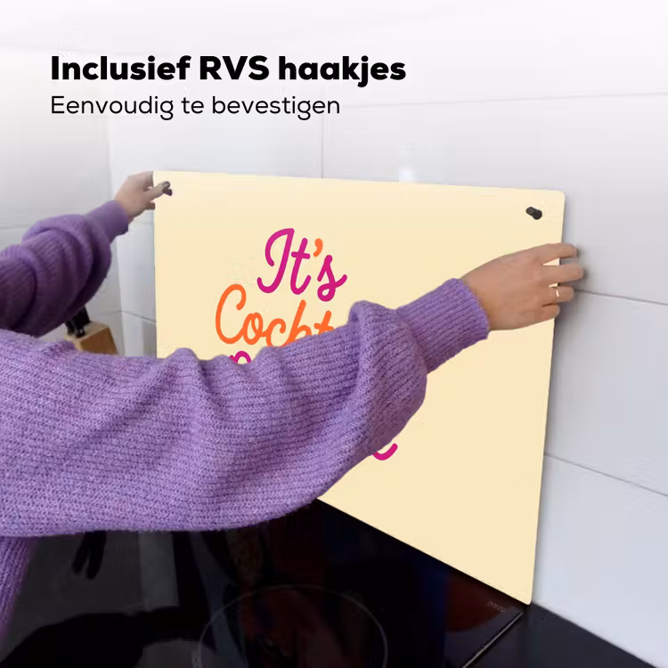 Cocktail O'Clock - Geel - Retro Inductie beschemer met haakjes klein -ky-ophangen-nl