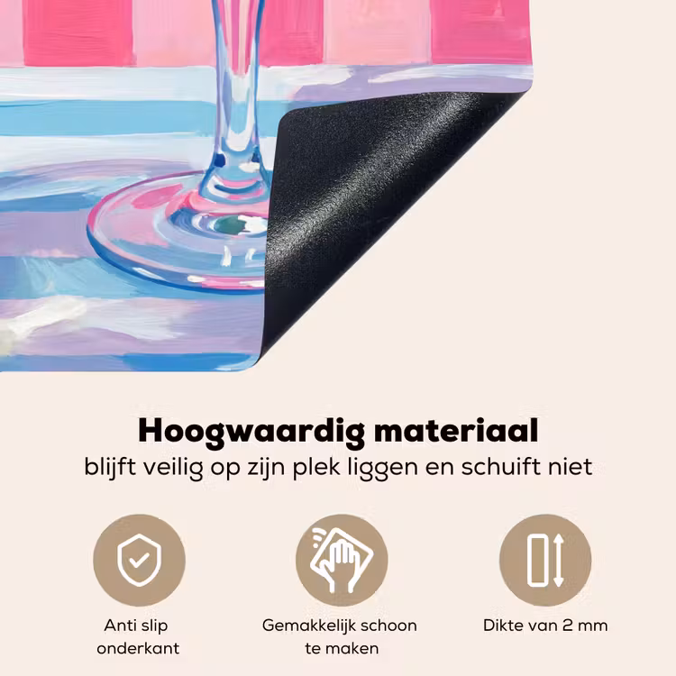 Cocktail - Olijven - Kunst - Modern - Roze Inductie beschemer met haakjes klein -ky-onderkant-nl