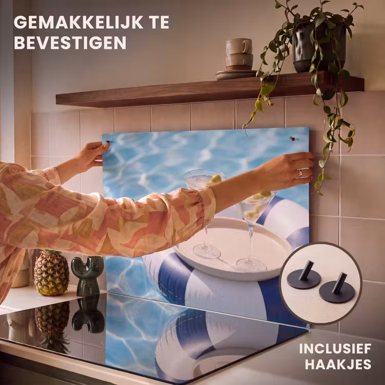 Cocktail - Zwembad - Zomer - Blauw Inductie beschemer met haakjes klein -ky-ophangen-nl