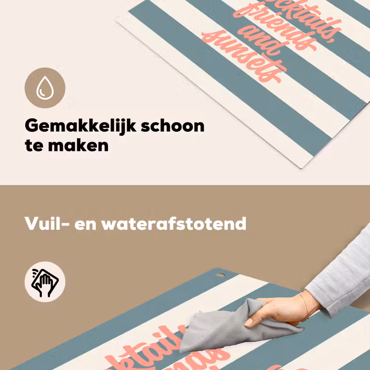 Cocktails - Strepen - Blauw - Koraal Inductie beschemer met haakjes klein -ky-schoon-nl