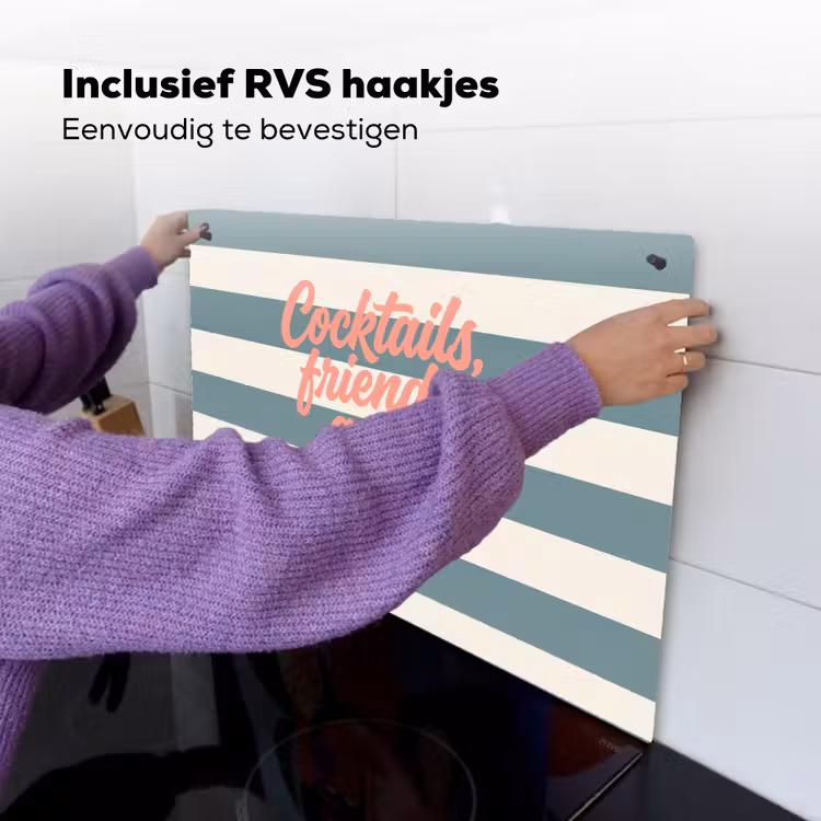 Cocktails - Strepen - Blauw - Koraal Inductie beschemer met haakjes klein -ky-ophangen-nl