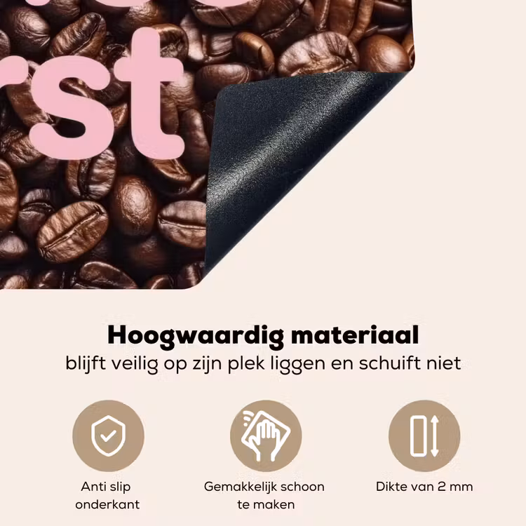 Coffee First - Koffiebonen - Roze Inductie beschemer met haakjes klein -ky-onderkant-nl