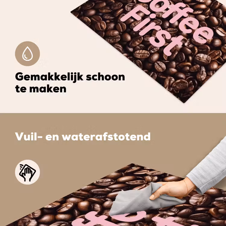 Coffee First - Koffiebonen - Roze Inductie beschemer met haakjes klein -ky-schoon-nl
