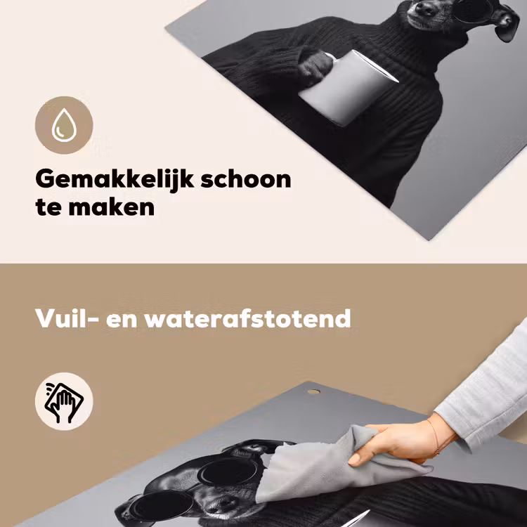 Coltrui - Hond - Bril - Mok Inductie beschemer met haakjes middel -ky-schoon-nl