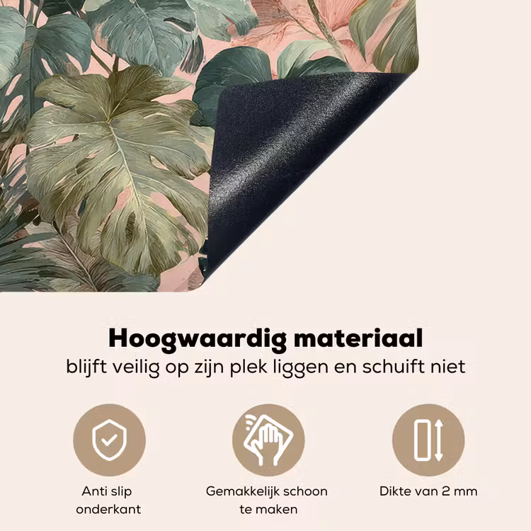 Compositie van bladeren - Groen - Roze Inductie beschemer met haakjes middel -ky-onderkant-nl