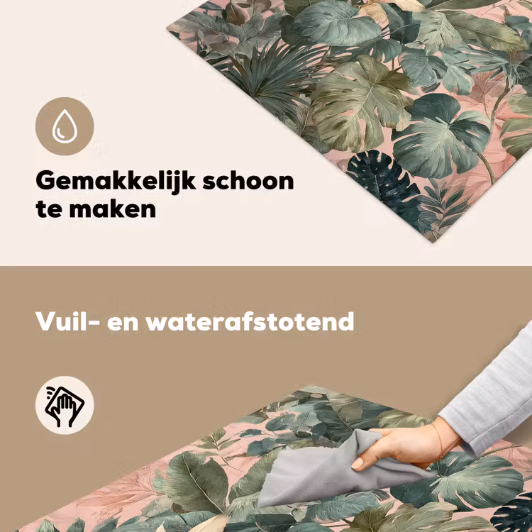 Compositie van bladeren - Groen - Roze Inductie beschemer met haakjes middel -ky-schoon-nl