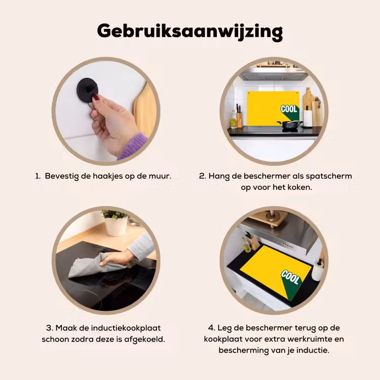 Cool - Geel - Groen Inductie beschemer met haakjes klein -ky-gebruik-nl