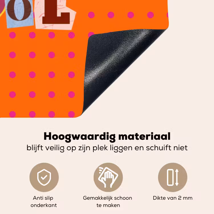 Cool - Stippen - Oranje Inductie beschemer met haakjes klein -ky-onderkant-nl