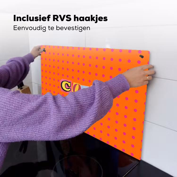 Cool - Stippen - Oranje Inductie beschemer met haakjes klein -ky-ophangen-nl