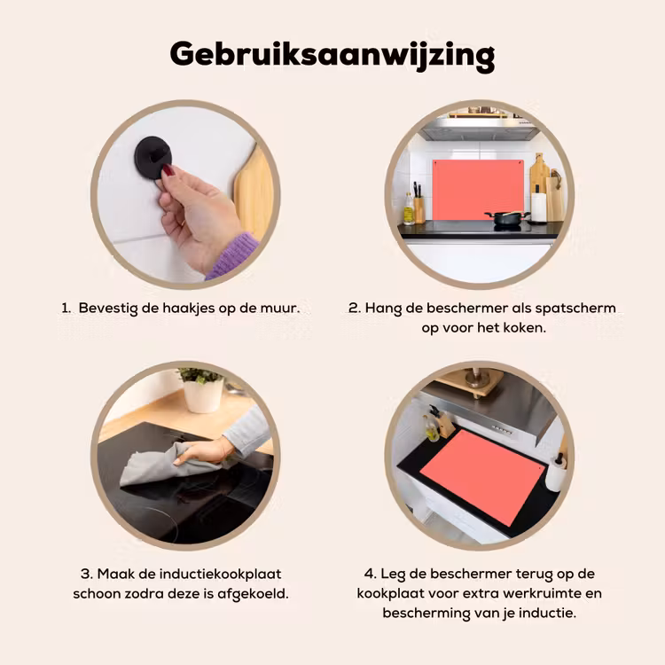 Coral - Punch - Koraal Inductie beschemer met haakjes klein 777 -ky-gebruik-nl