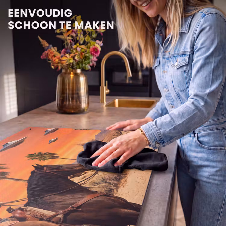 Inductiebeschermer & spatscherm (2in1) - Cowboy - Paard - Woestijn - Cowboy - Paard - Woestijn Inductie beschemer met haakjes klein