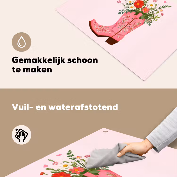 Cowboylaarzen - Roze - Boeket - Bloemen Inductie beschemer met haakjes klein -ky-schoon-nl