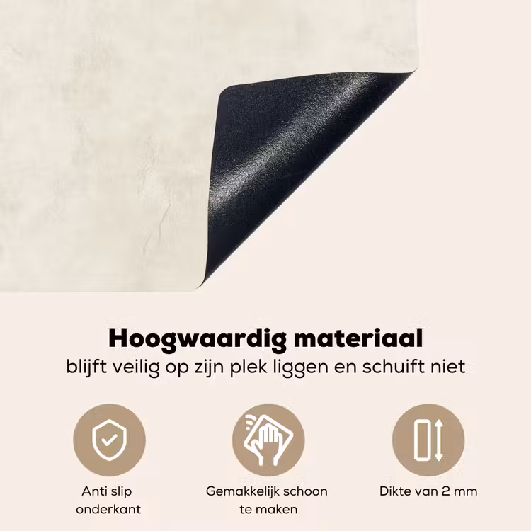 Crème - Egaal - Beton Inductie beschemer met haakjes klein 777 -ky-onderkant-nl